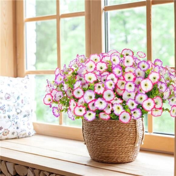 10 Bundles Morning Glory Artificial Flowers for Outdoor Decoration UV Resistant - Picture 6 of 8